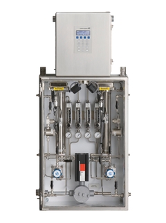 Imagen del analizador de gases de H2O y CO2 SS3000e bicanal, vista abierta del sistema de acondicionamiento de muestra